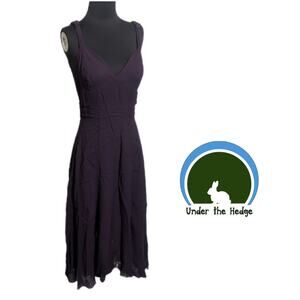 Anthropologie Elevenses Deep Purple Midi Dress Size 6 B1 elven woodland fairy